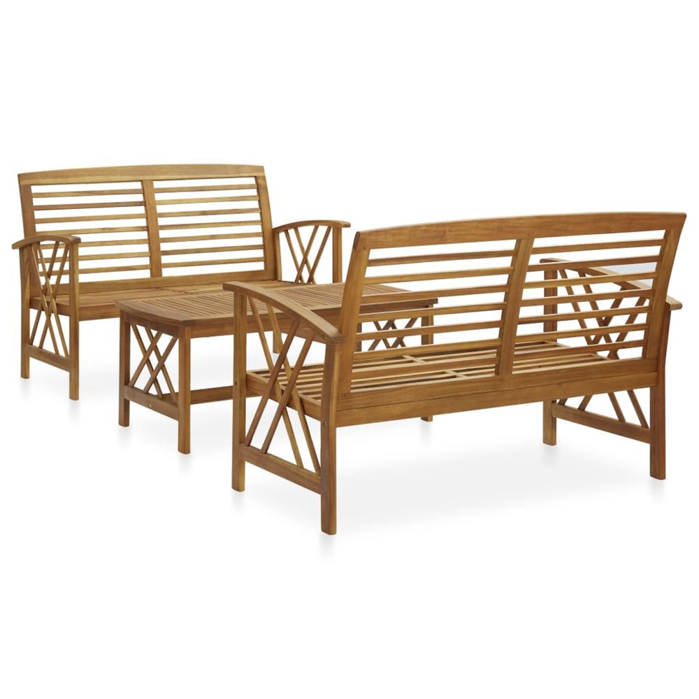 Salon de jardin 3 pcs bois d'acacia solide