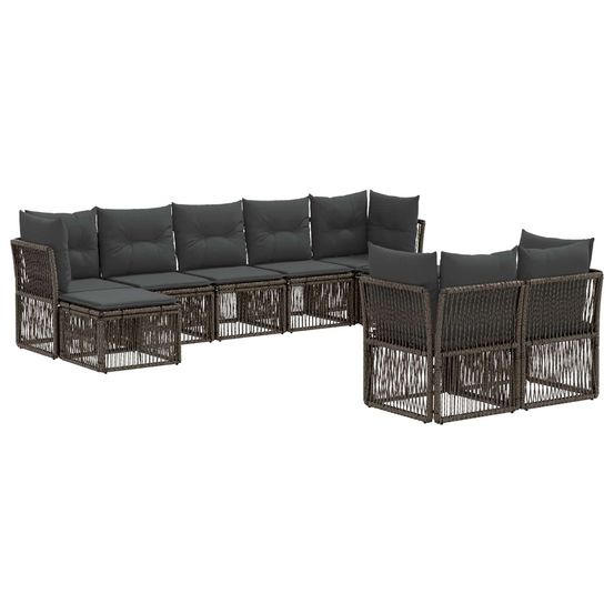 Ensemble de canapé de jardin 9 pc gris polyrotin