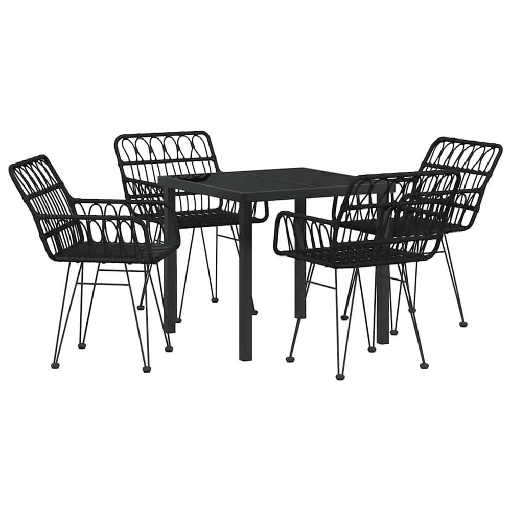 Ensemble de salle à manger pour jardin 5 pcs noir