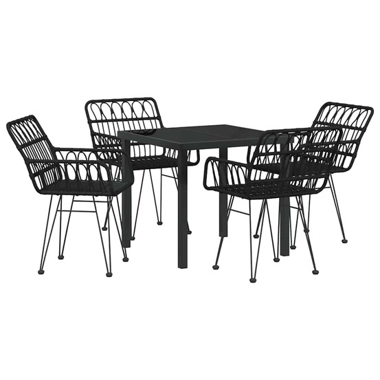 Ensemble de salle à manger pour jardin 5 pcs noir poly rotin
