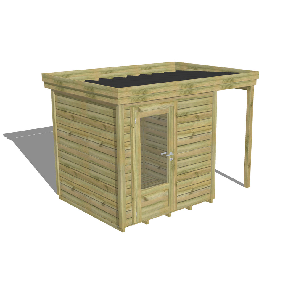 Abri de jardin bois pin traité autoclave 27mm - 3,14x2,14m / 7m2 - bac acier - plancher bois