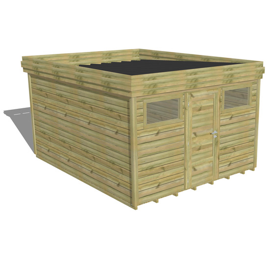 Abri de jardin bois pin traité autoclave 27mm - 3,44x4,34m / 15m2 - bac acier - plancher bois