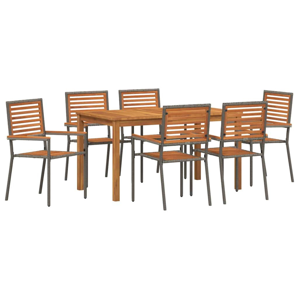 Ensemble de salle à manger pour jardin 7 pcs gris