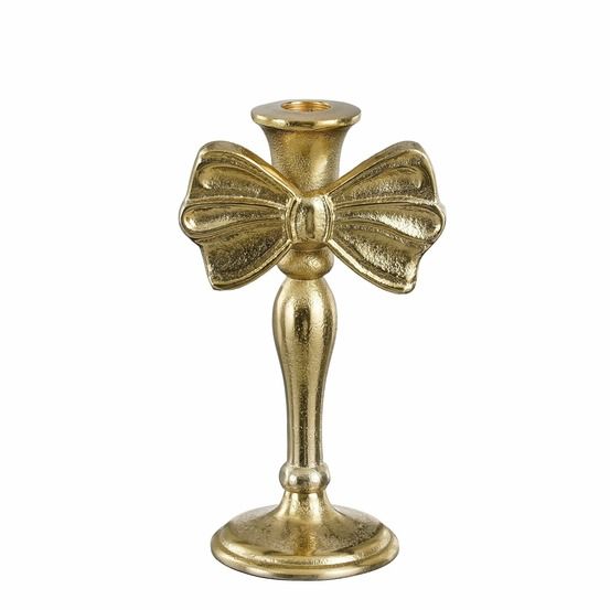 Mica decorations bougeoir avec nœud - l11 x l8 x h20 cm - aluminium - doré