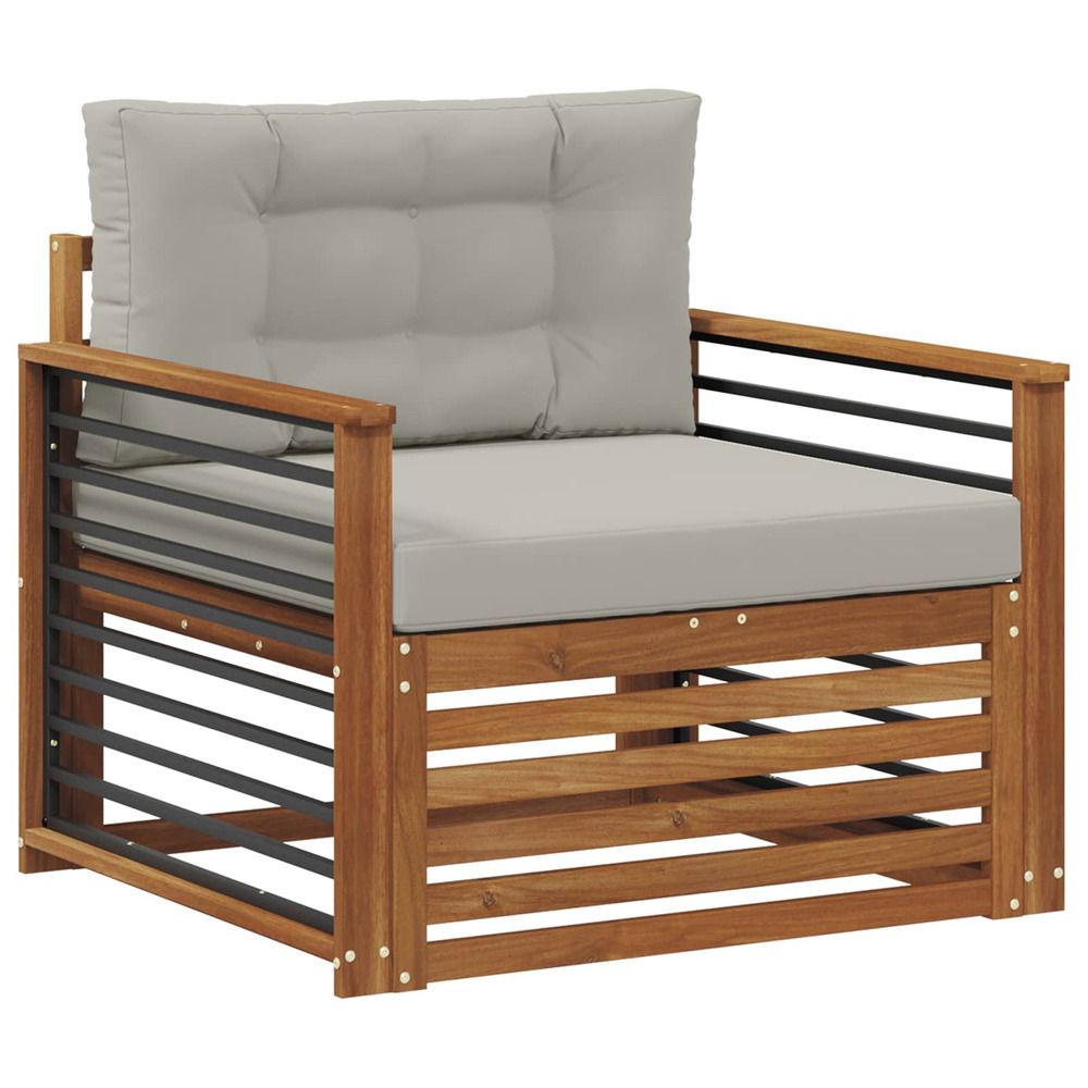 Canapé d’extérieur bois d'acacia massif et polyester