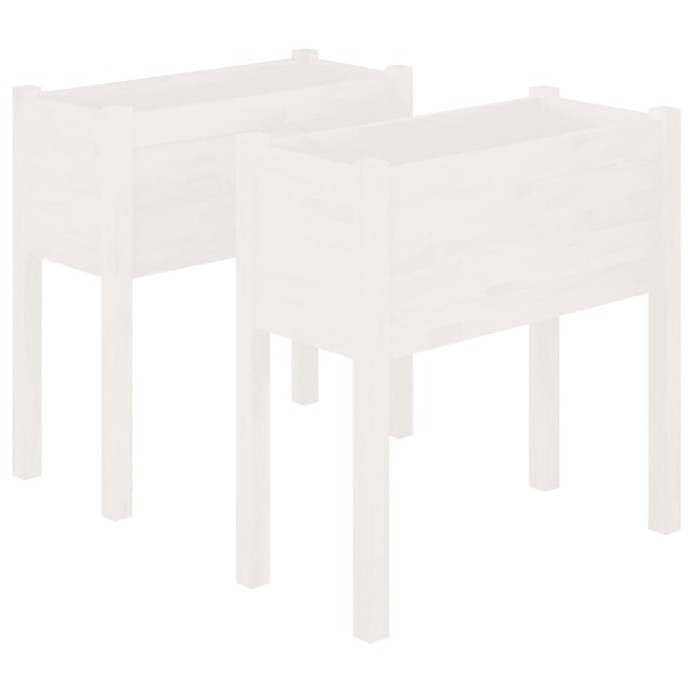 Jardinière bac lit surélevé plantes fleurs jardin terrasses lot de 2 70 x 31 x 70 cm bois de pin massif blanc