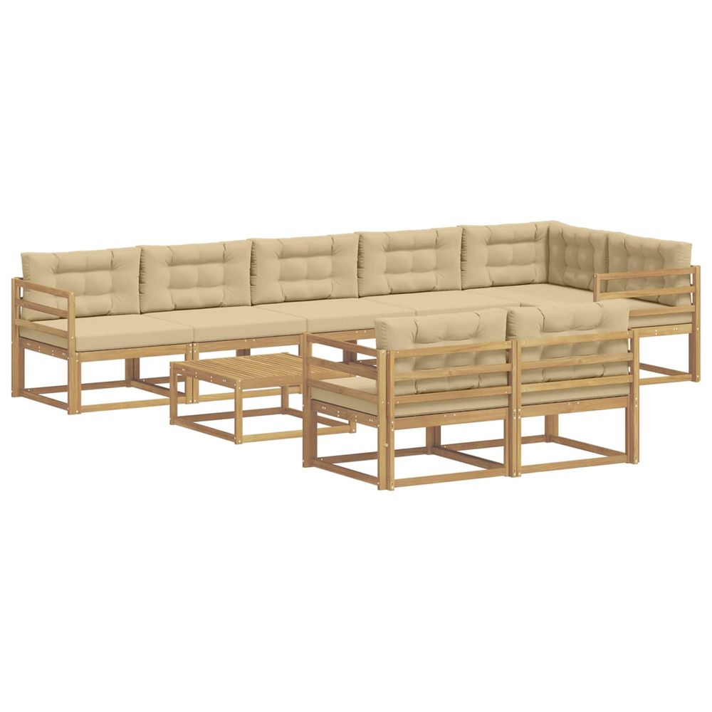 Ensemble de canapés d'extérieur 9 pc blanc et beige polyester