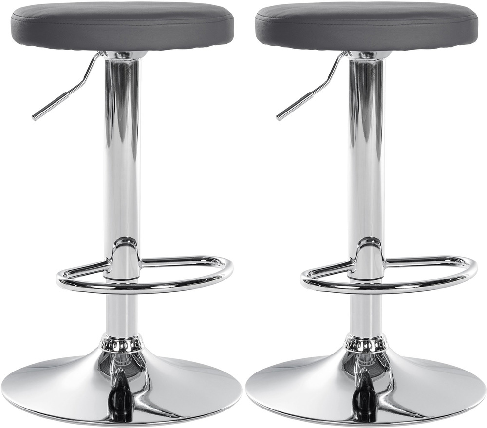 Lot de 2 tabourets de bar ponte simili cuir chromé