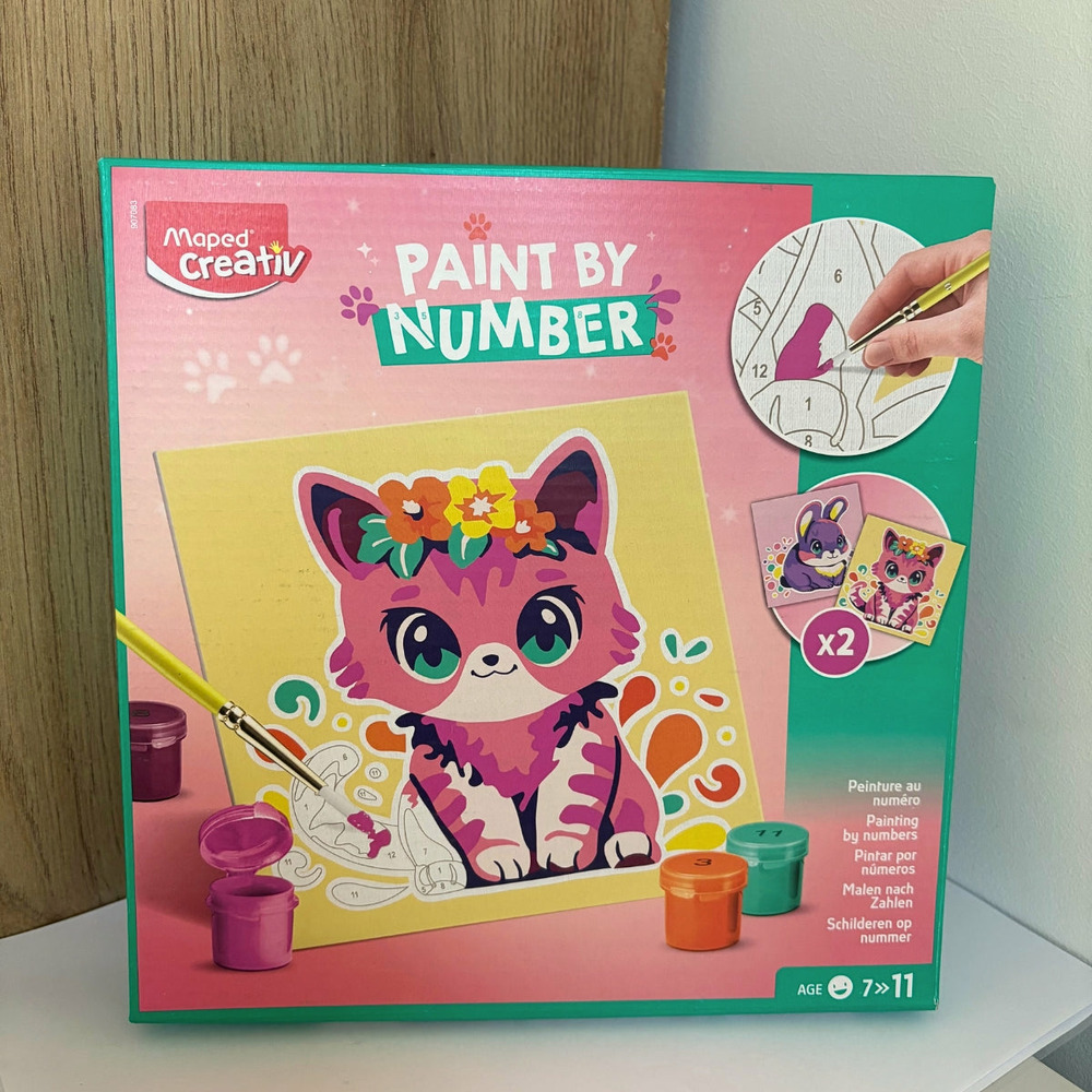 Coffret de peinture au numéro chat & lapin