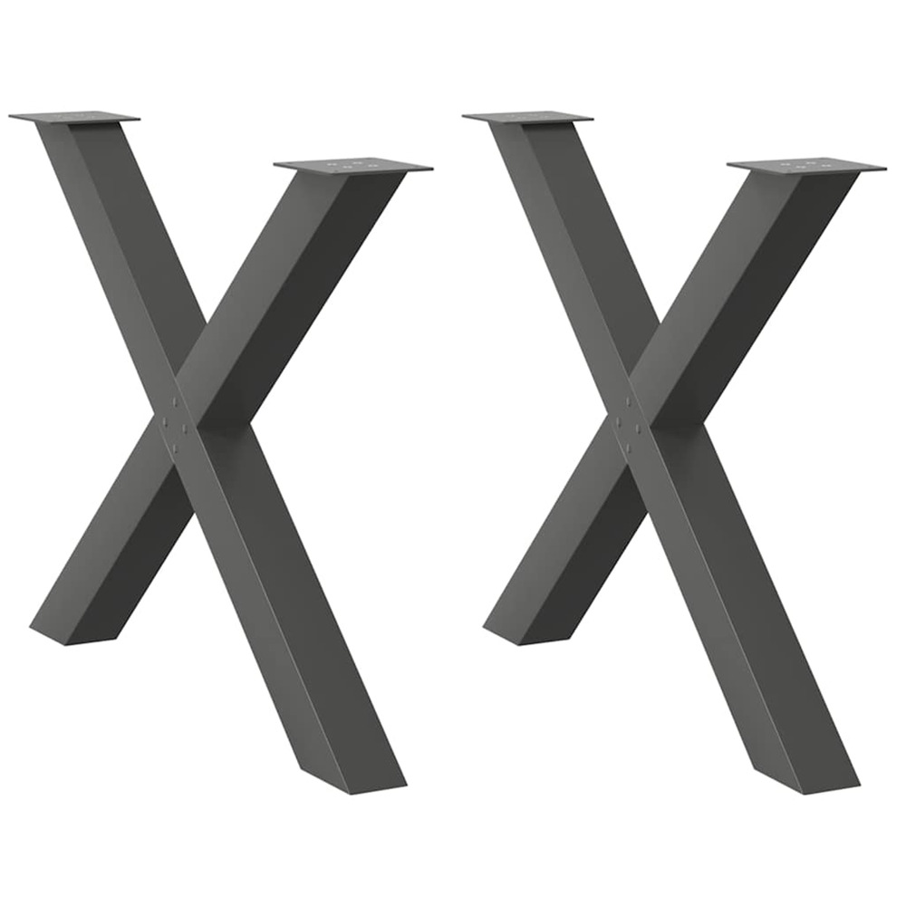 Pieds de table à manger en forme de x 2 pièces anthracite 90 x (72-73) cm acier