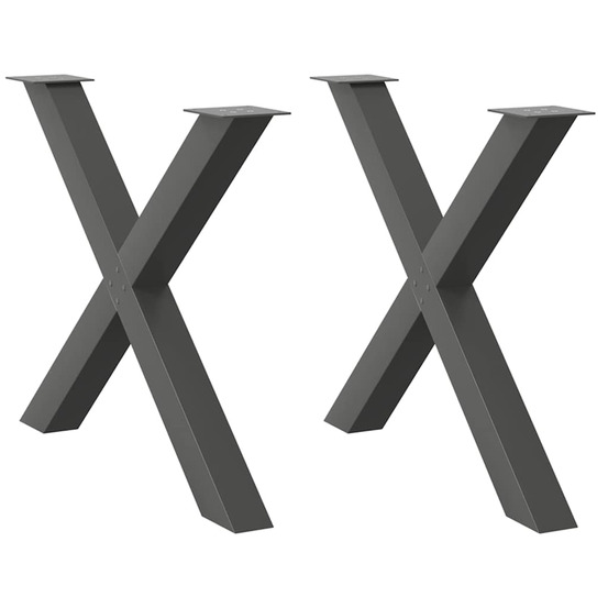 Pieds de table à manger en forme de x 2 pièces anthracite 90 x (72-73) cm acier