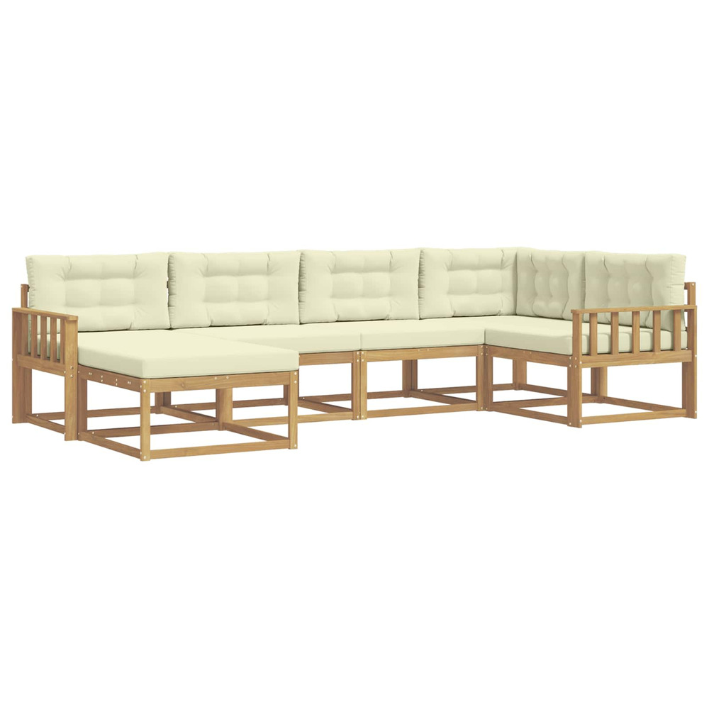 Ensemble de canapés d'extérieur 5 pcs blanc et crème polyester