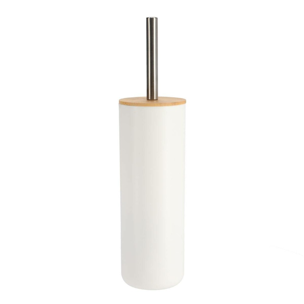 Brosse wc ps avec couvercle bambou - blanc/bambou