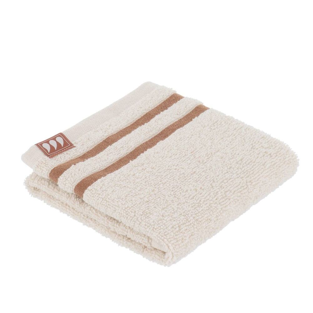 Serviette invitee a rayures 30x50 cm 100% coton - ivoire/mocha