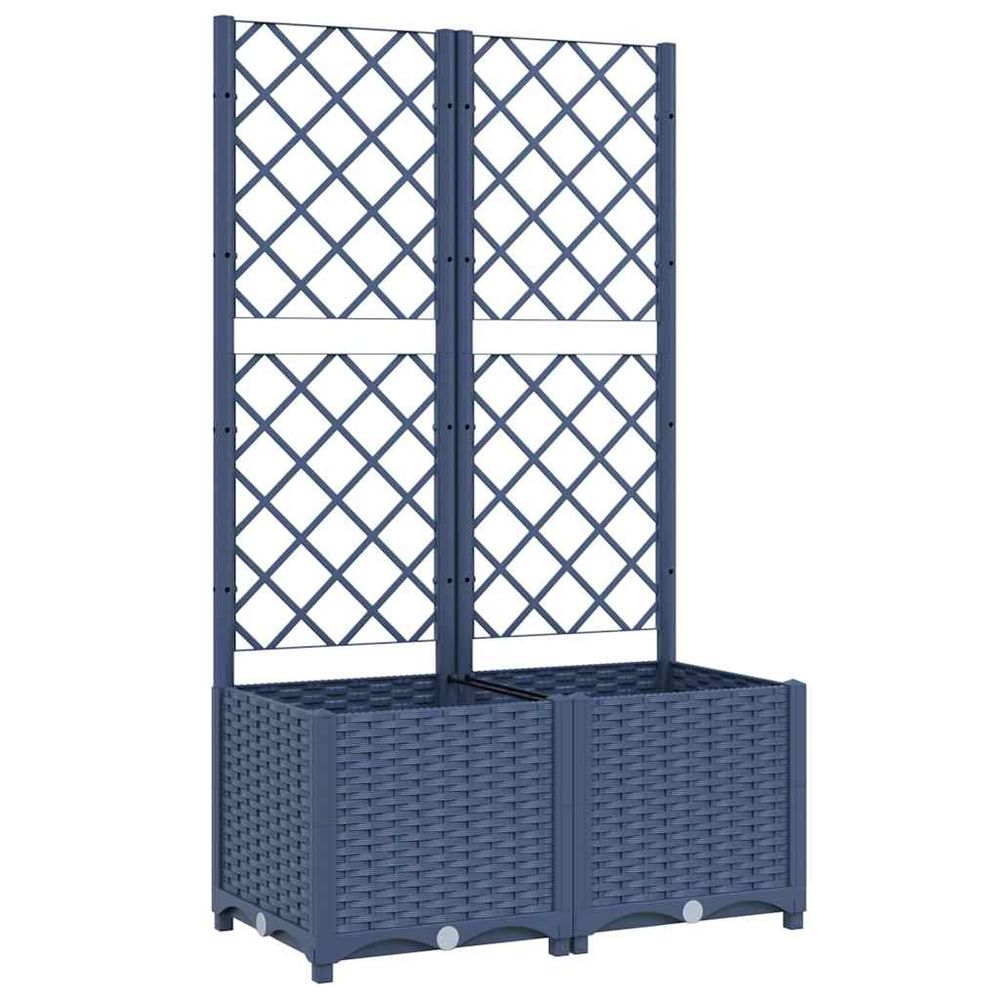 Jardinière de jardin avec treillis bleu gris 80x40x136 cm pp