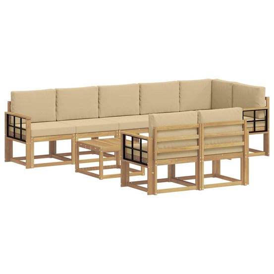 Ensemble de canapés d'extérieur 9 pc blanc et beige polyester