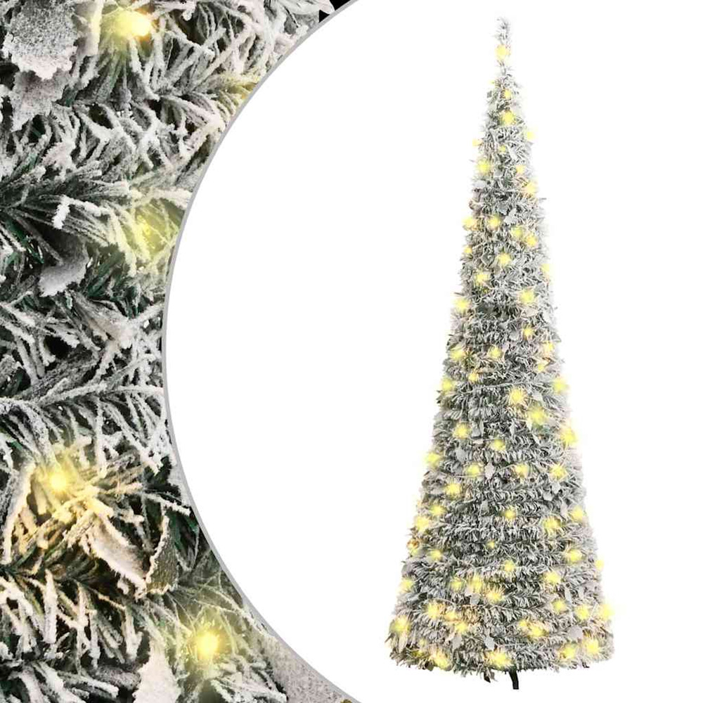 Sapin de noël artificiel escamotable avec neige floquée 150 led