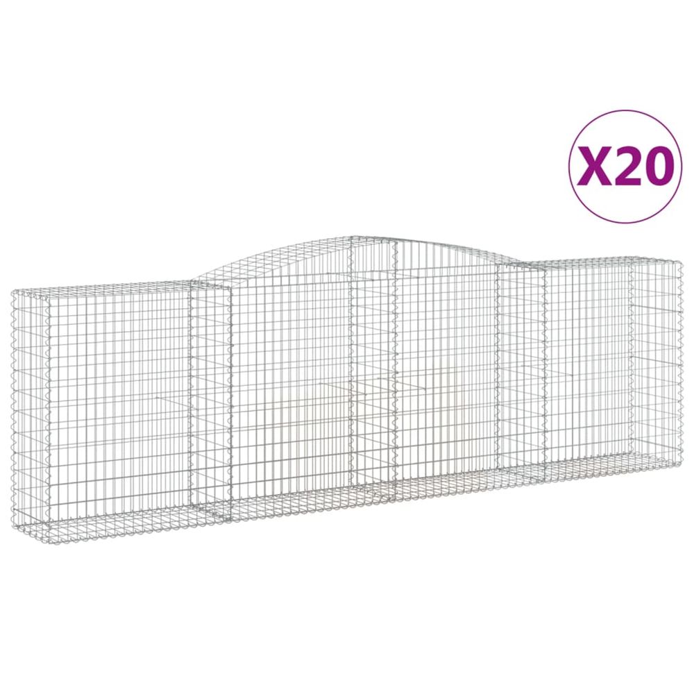 Paniers à gabions arqués 20 pcs 400x50x120/140 cm fer galvanisé