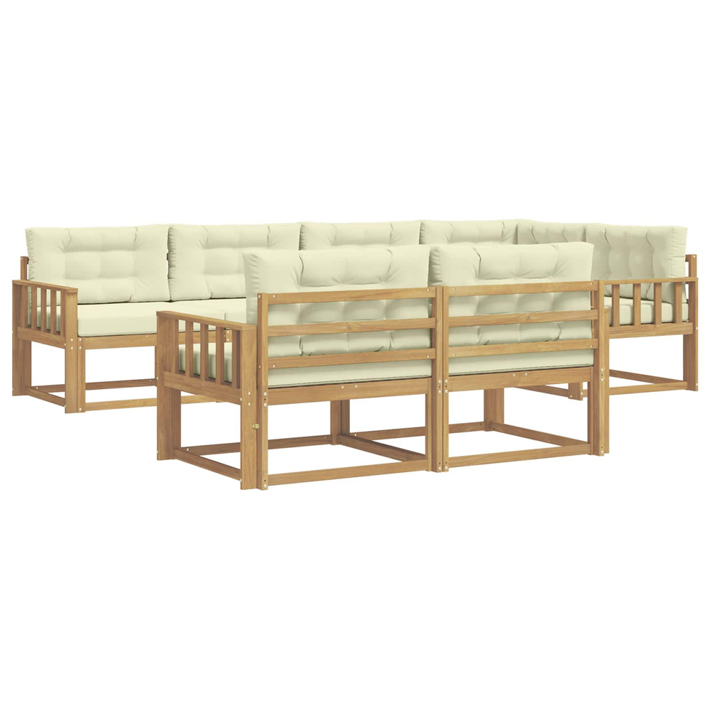 Ensemble de canapés d'extérieur 6 pcs blanc et crème polyester