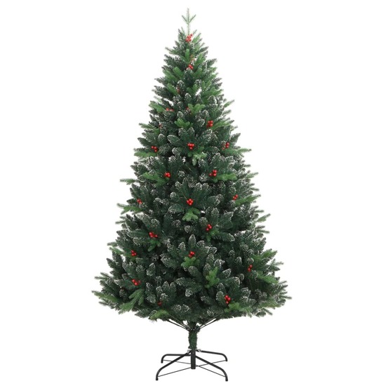 Sapin de noël artificiel à charnières avec baies rouges 120 cm