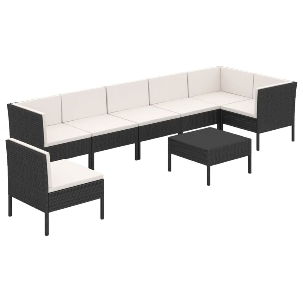 Salon de jardin 8 pcs avec coussins résine tressée noir