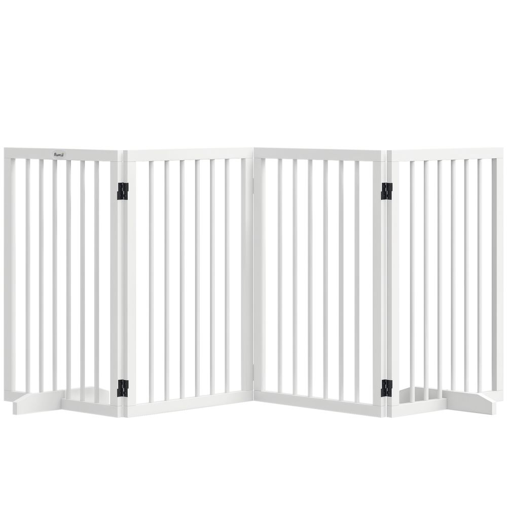 Barrière de sécurité modulable bois massif petits chiens pliable 206x76cm blanc