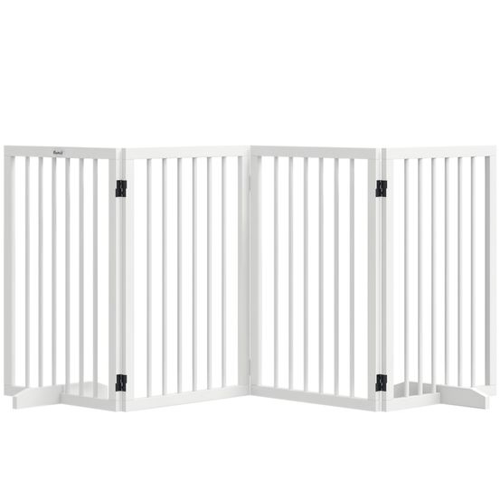 Barrière de sécurité modulable bois massif petits chiens pliable 206x76cm blanc