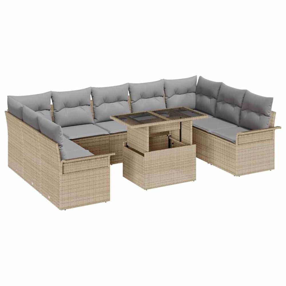Ensemble de canapé de jardin 10 pc beige poly rattan