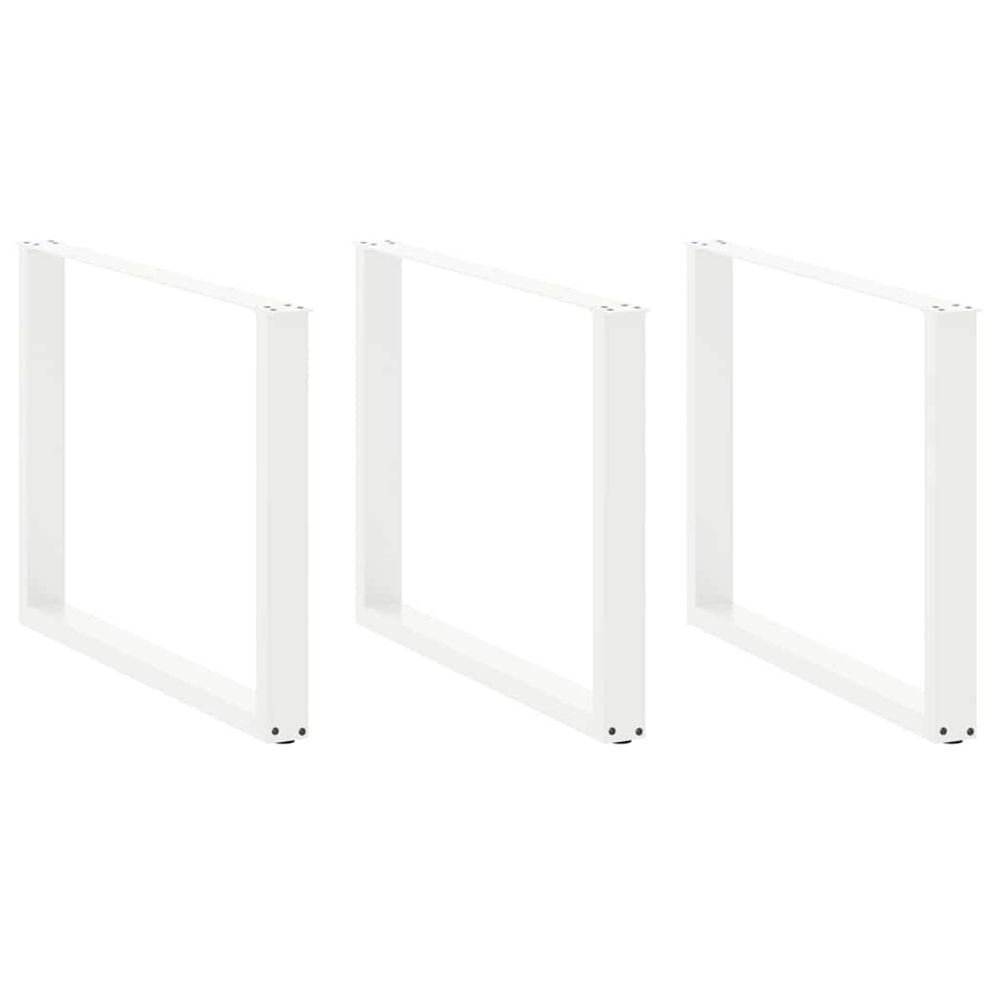 Pieds de table à manger en u 3 pièces blanc 100 x (72-73) cm acier