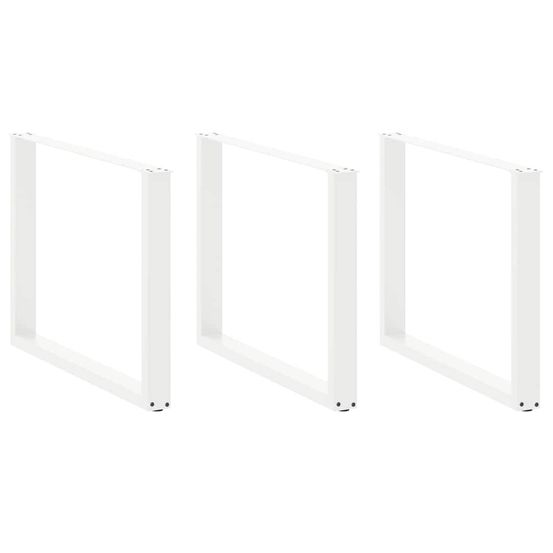 Pieds de table à manger en u 3 pièces blanc 100 x (72-73) cm acier