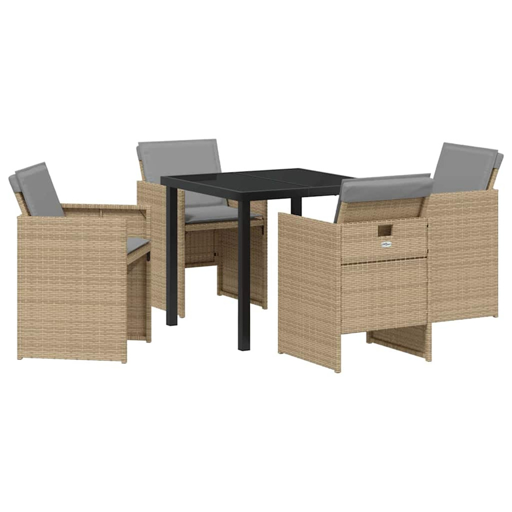 Ensemble de salle à manger pour jardin 5 pcs beige poly rotin