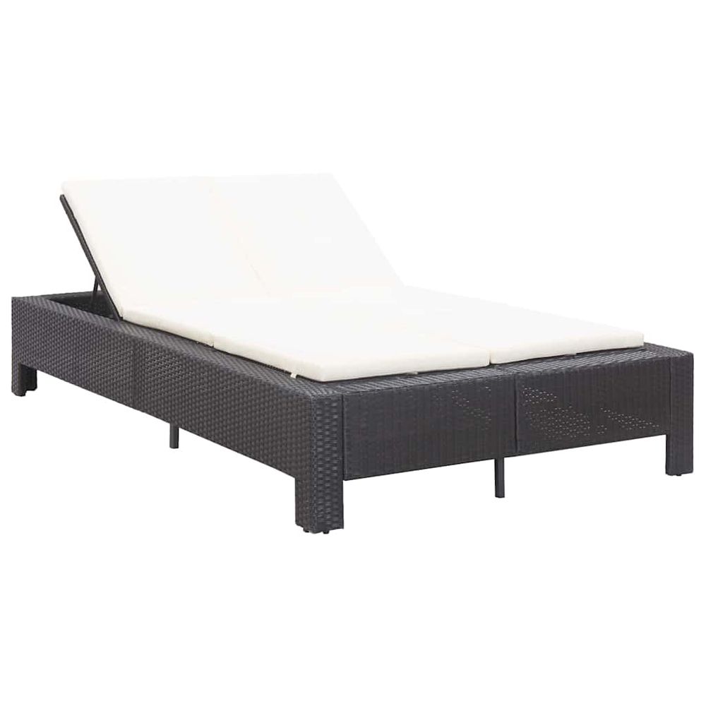 Transat à 2 places avec coussin noir résine tressée