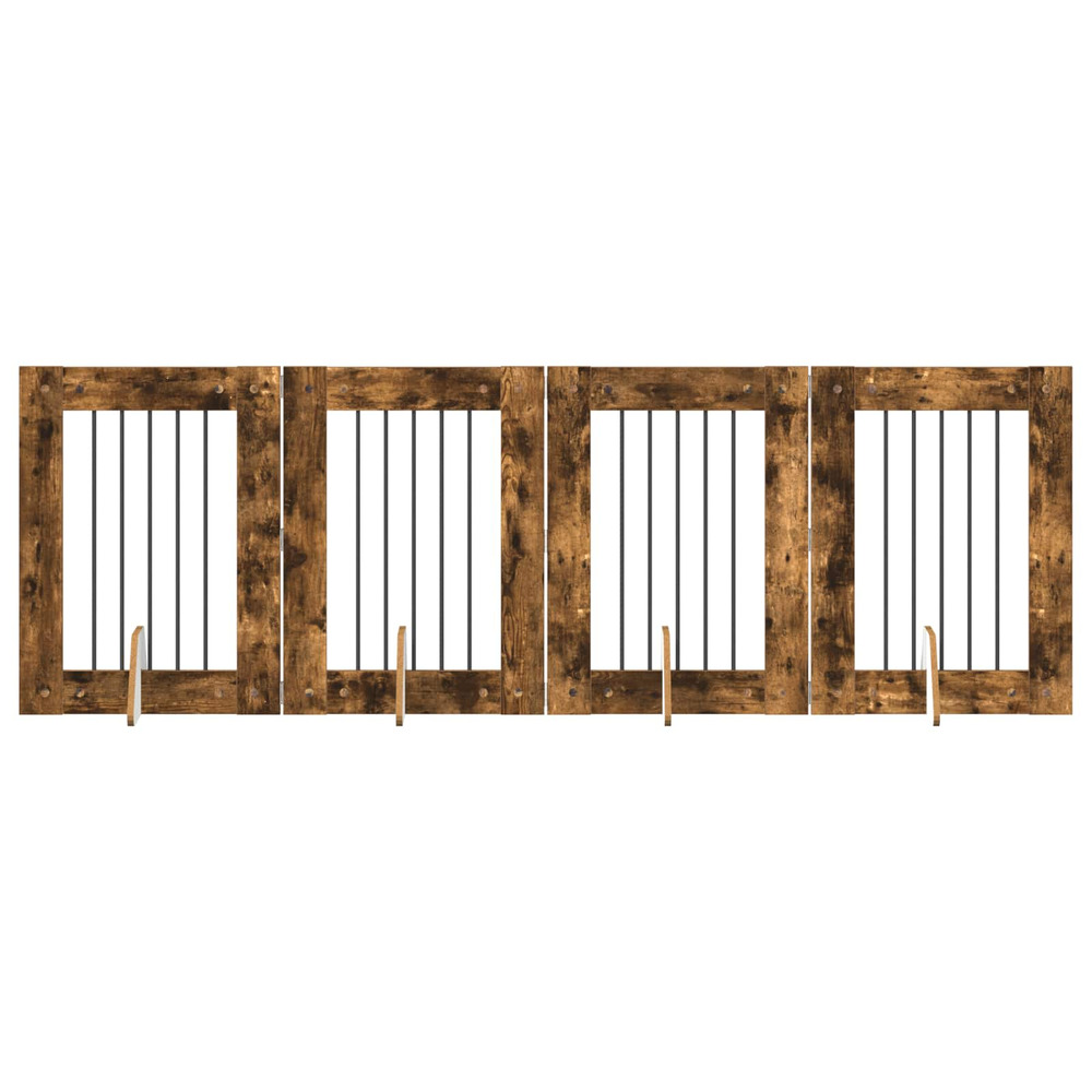 Portillon pour chien avec supports 4 pcs chêne fumé 60 x 80 cm
