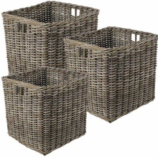 Corbeille en poelet gris (lot de 3)