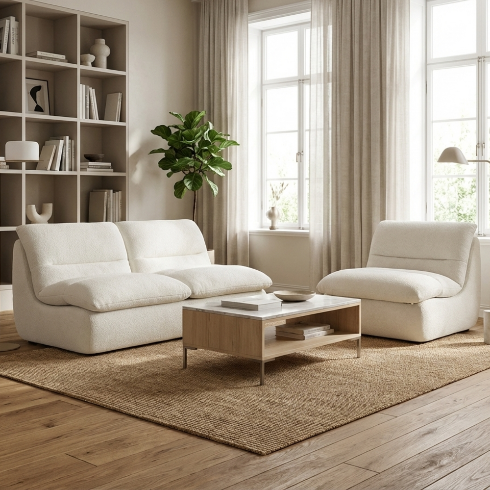 Pack nuvia living 3 places - blanc et blanc