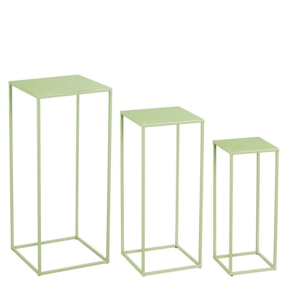 Mica decorations quinty table d'appoint - lot de 3 - l30 x l30 x h70 cm - fer - vert clair
