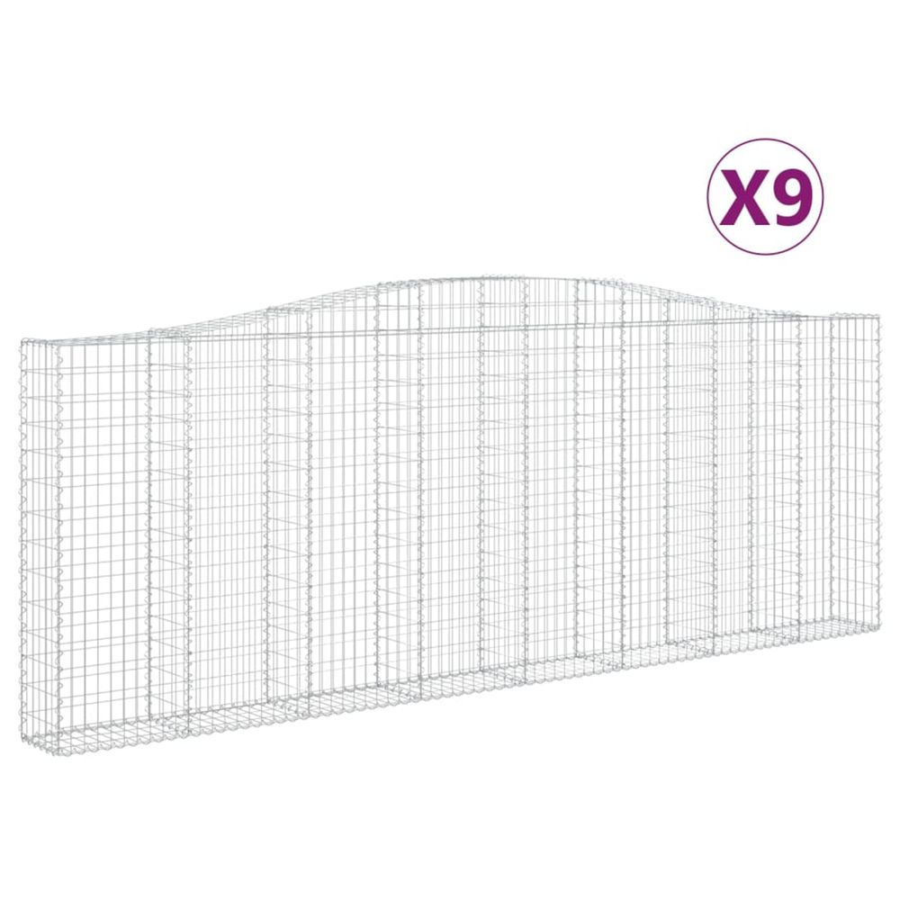 Paniers à gabions arqués 9 pcs 400x30x140/160 cm fer galvanisé