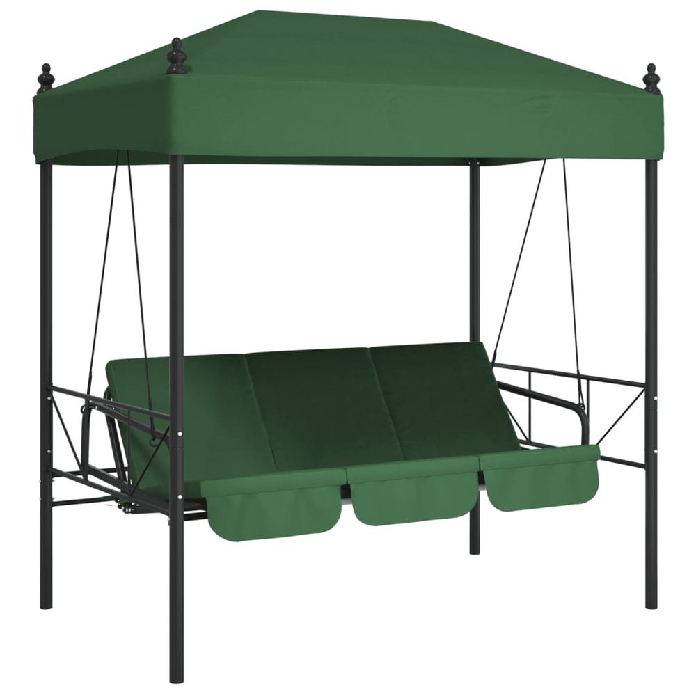 Balancelle de jardin avec auvent vert acier