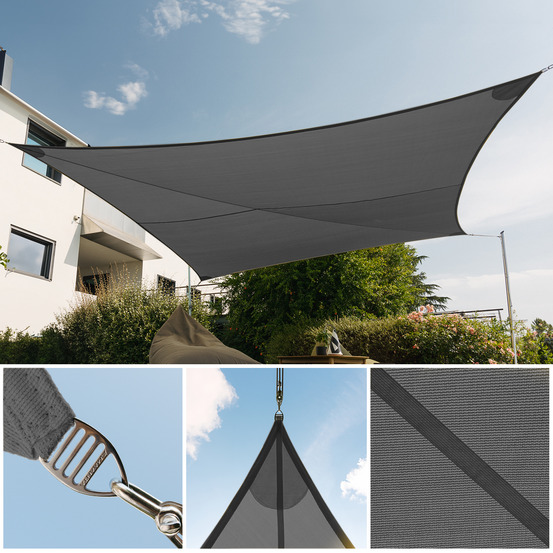 Voiles d'ombrage ajourées rectangulaire 3 x 6 graphite, ez breez