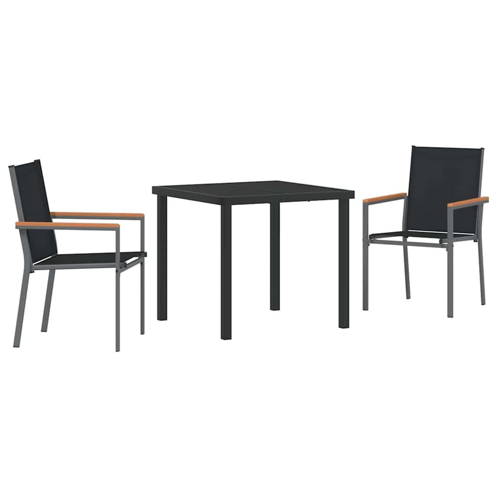 Ensemble de salle à manger pour jardin 3 pcs noir