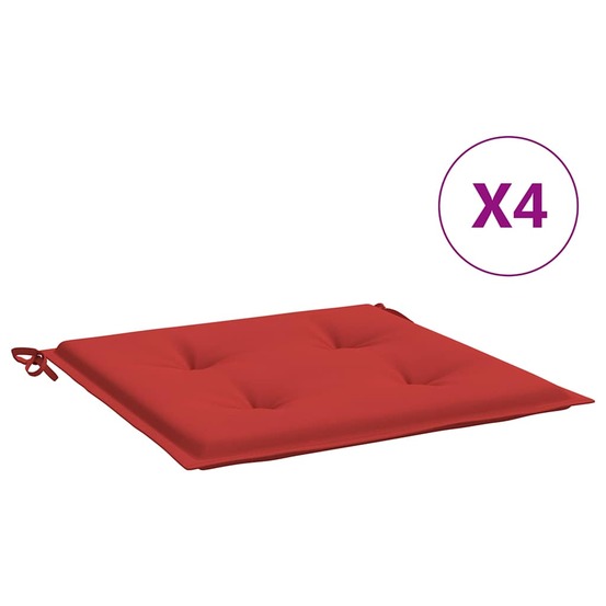 Coussins de chaise jardin lot de 4 rouge 50x50x4cm tissu oxford