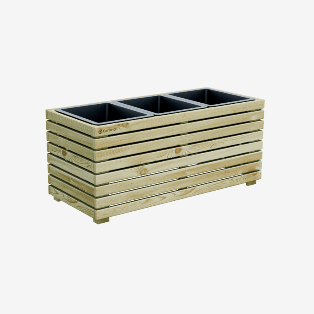 Bac a fleurs en bois 3 pots 40,5l