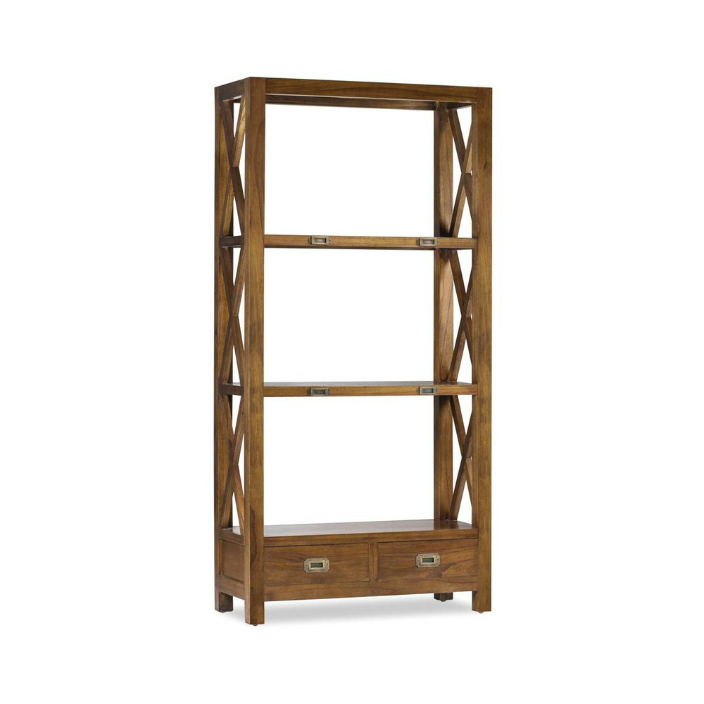 Bibliothèque 2 tiroirs bronze bois-bronze marron - onéline décoration d'autrefois