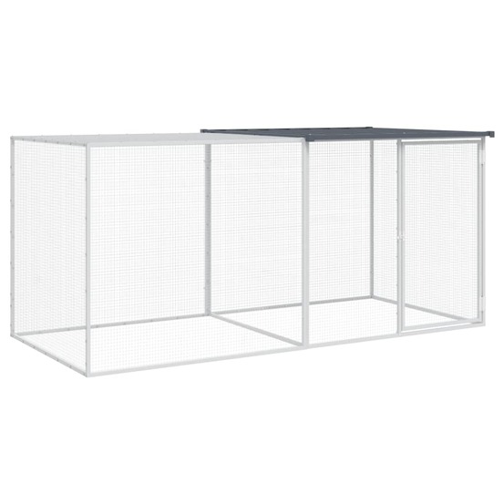 Poulailler enclos cage poules avec toit 203 x 98 x 90 cm acier galvanisé anthracite