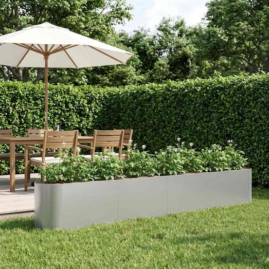 Carré potager surélevé acier extérieur sans fond drainage 360x40x40cm argent