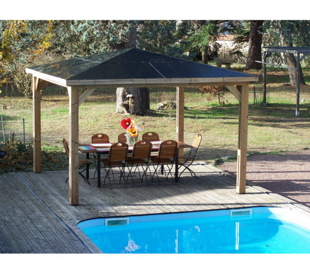 Abri de piscine 14,36 m² bois traité - thb 3535.0