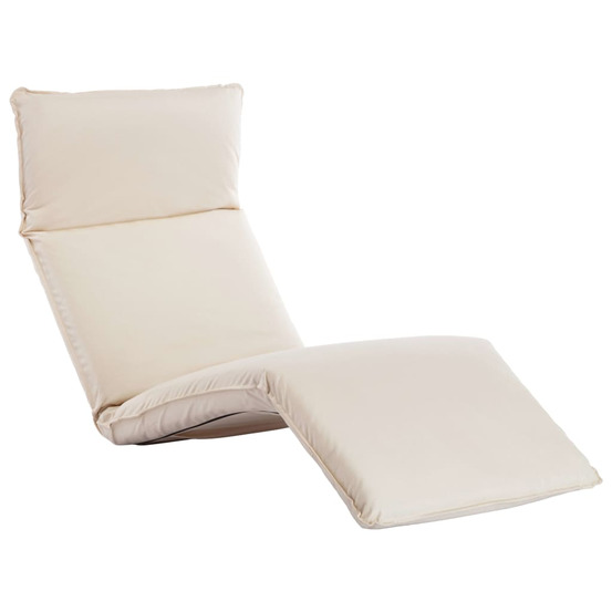 Chaise longue pliable tissu oxford blanc crème bain de soleil