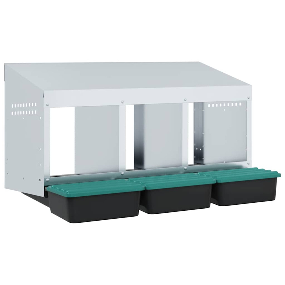 Nichoir à poules3 compartiments, fixation murale, acier galvanisé