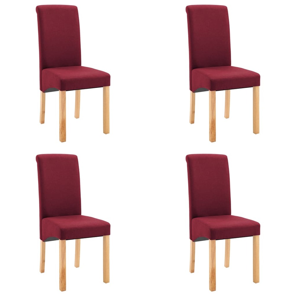 Chaises de salle à manger 4 pcs rouge tissu