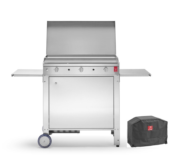 Plancha chef 80 lisse + chariot fermé + couvercle + housse planet